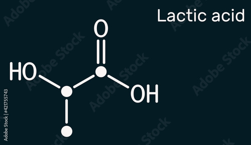 Fotografija Lactic acid, lactate, milk sugar, C3H6O3 molecule