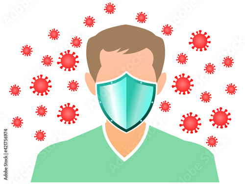 COVID-19 Coronavirus mask shield vector illustration
