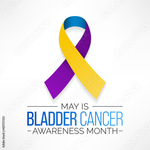 Bladder cancer awareness month observed each year in May, it is where a growth of abnormal tissue, known as a tumor, develops in the bladder lining. Vector illustration.