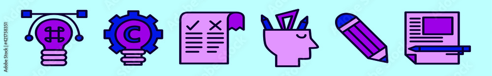 set of intellectual copyright cartoon icon design template with various models. vector illustration isolated on blue background set of intellectual copyright cartoon icon design template with various models. vector illustration isolated on blue background