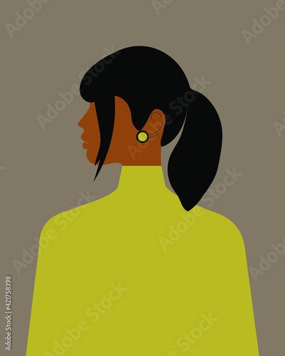 Women's silhouette in trendy colors of different nationalities and religions. Women's Day. Modern avatar. Vector graphics.