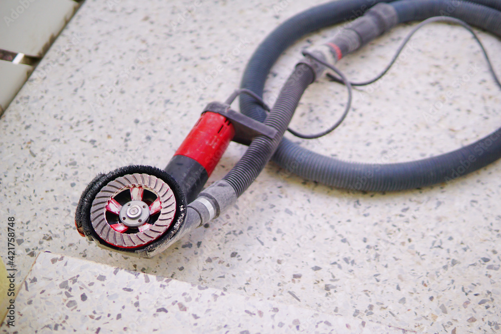 Fototapeta premium Steinboden Fräse Reparatur Handwerk