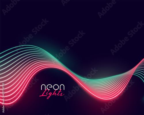 wavy neon light lines display background