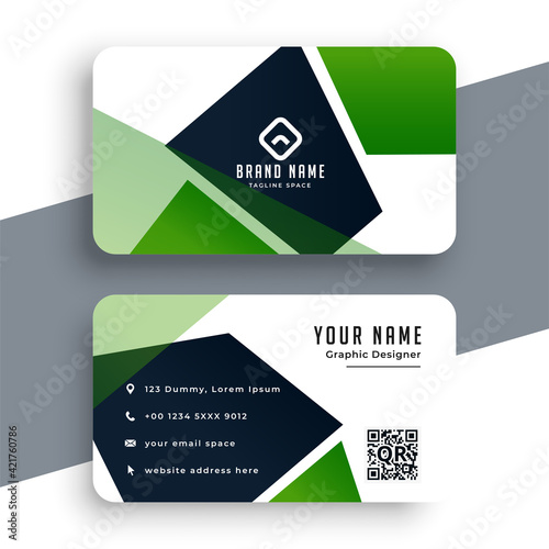 creative abstract green geometric business card design