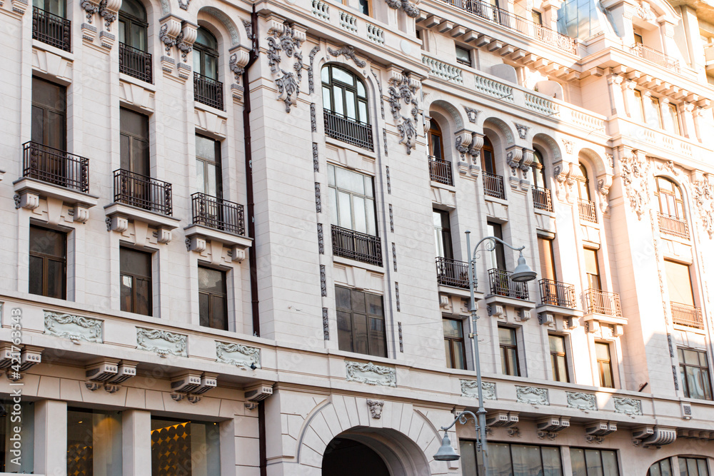 Apartment facades in sunlight Paris, France