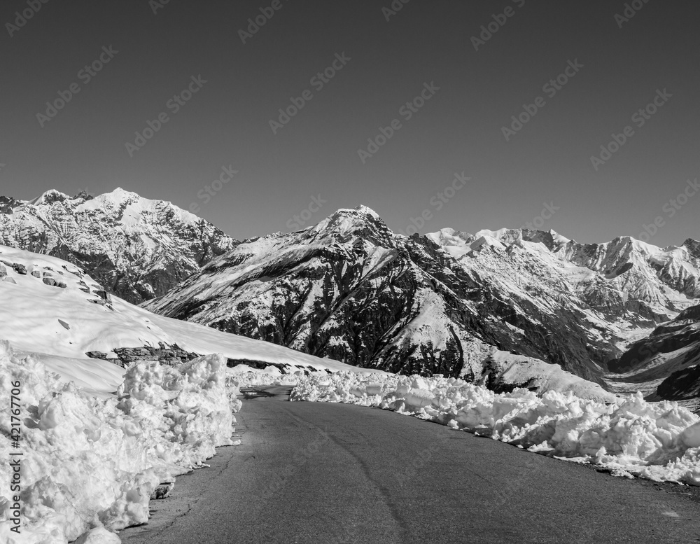 Snow mountains with isolated background
