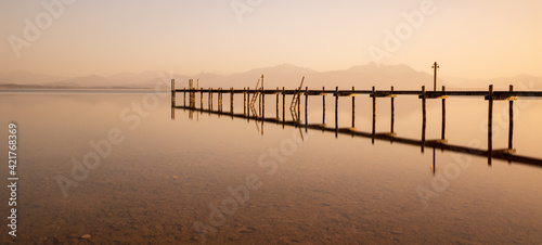 Chiemsee Steg im Nebel  Langzeit Belichtung