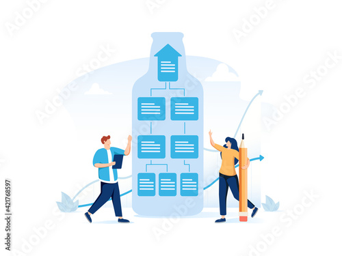 Management system abstract concept vector illustration set. Business hierarchy, bottleneck analysis, decision management