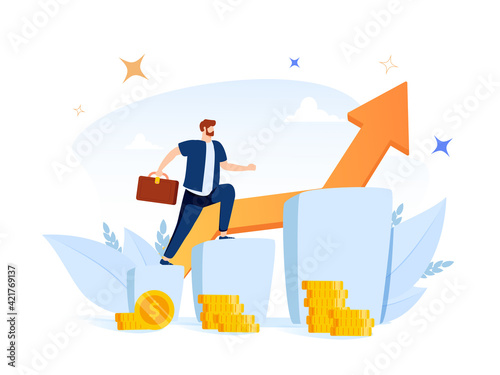 Successful business strategy, sales growth, investment, company future potential banner, landing web page. Analytical.