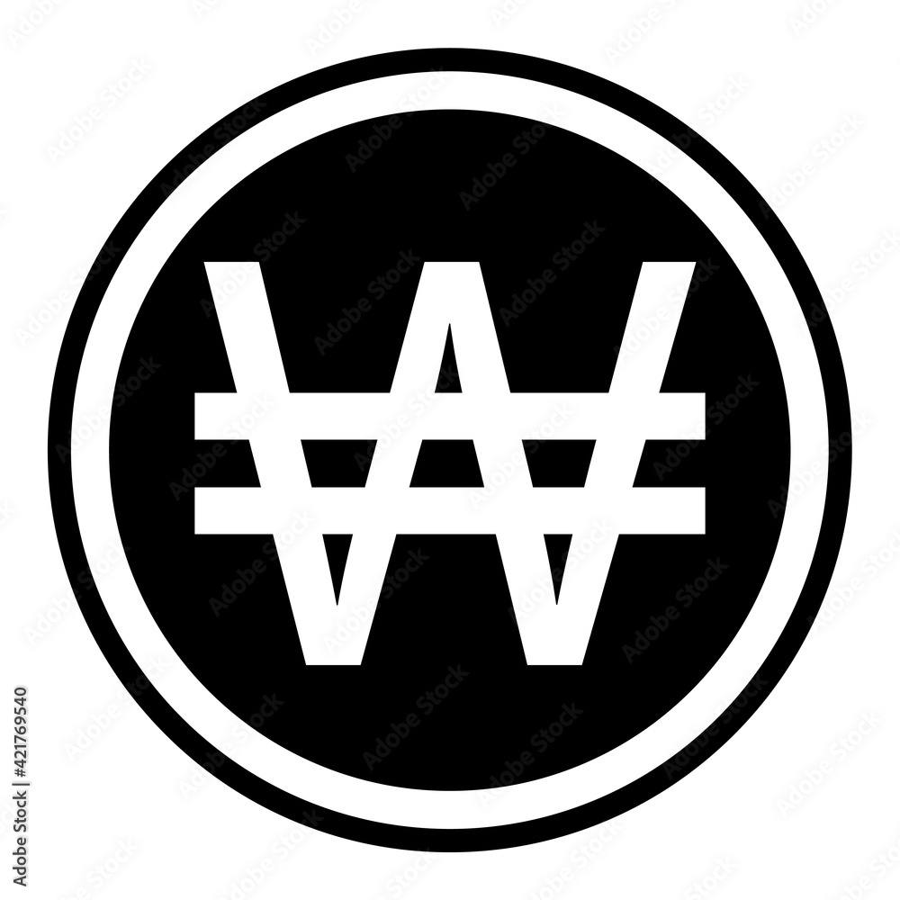 Korean Won Currency Icon, a round coin with letter w Korean Won Money Korean Won Currency Icon, a round coin with letter w Korean Won Money