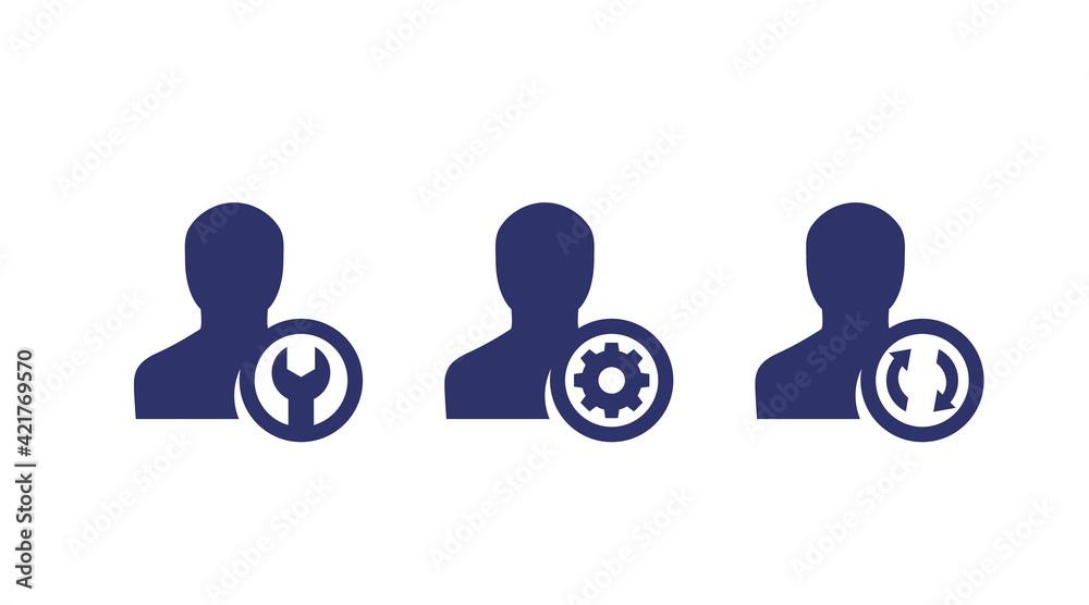 account and profile settings icons on white account and profile settings icons on white