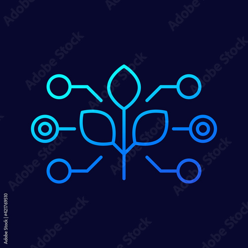 Smart farming, agricultural technology line icon
