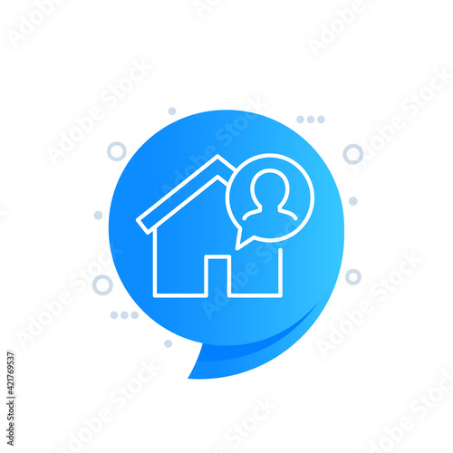 tenant, resident line icon with a house