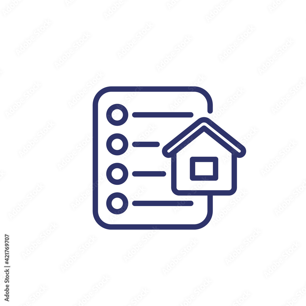 house and checklist line icon house and checklist line icon