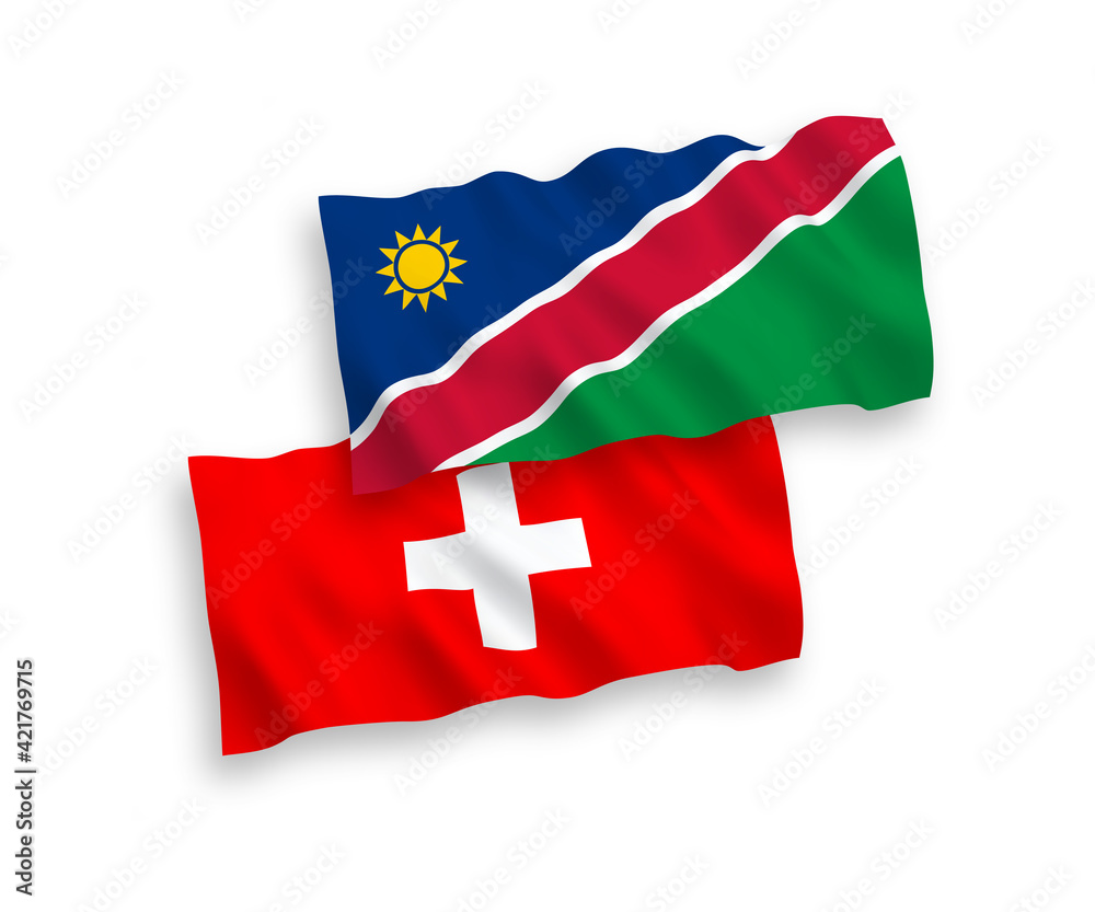 Flags of Republic of Namibia and Switzerland on a white background Flags of Republic of Namibia and Switzerland on a white background