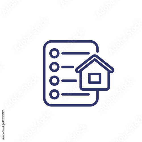 house and checklist line icon