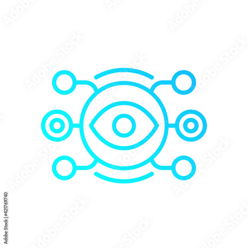 Machine vision, visual recognition line icon