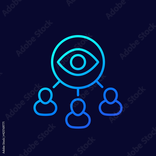 monitoring group, observers line vector icon