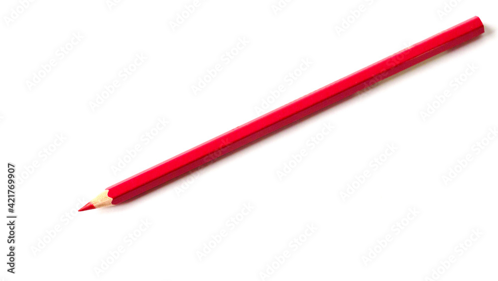 A red pencil isolated on white background A red pencil isolated on white background