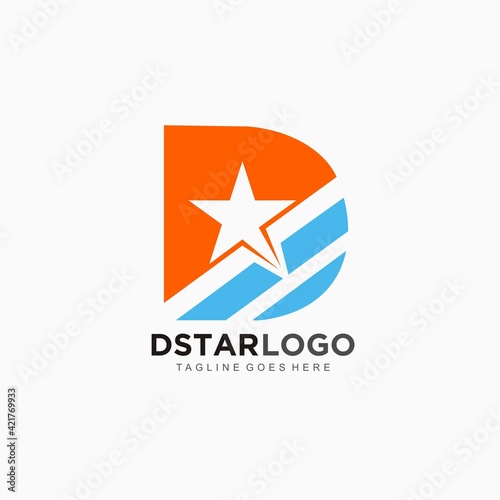 Letter D initial logo with star design concept