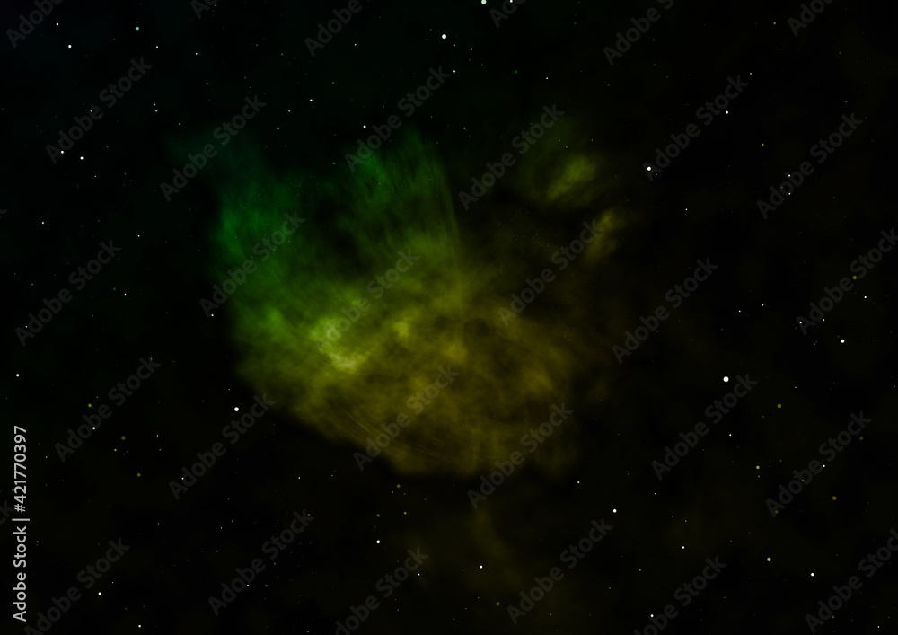 Star field in space and a nebulae. 3D rendering