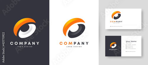 Flat minimal Crown Initial O Logo With Premium Business Card Design Vector Template for Your Company Business