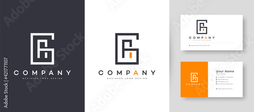 Flat Minimal Initial AG, GA Letter Logo With Premium Business Card Design Vector Template for Your Company Business