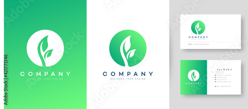 Flat Minimal and colorful Agriculture nature Leaf Logo With Premium Business Card Design Vector Template for Your Company Business