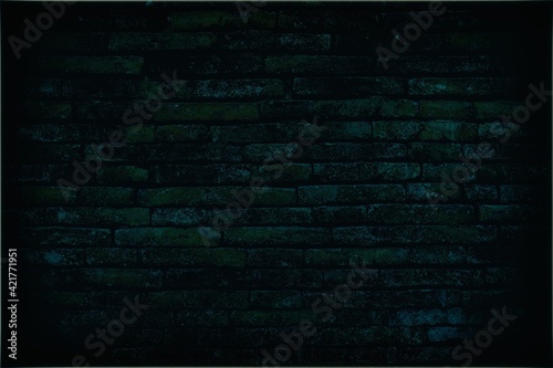 Old Brick Wall Texture for Background in Tidewater Green Color Tone.
