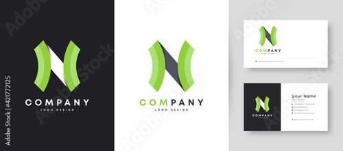 Flat minimal Initial N Logo With Premium Business Card Design Vector Template for Your Company Business