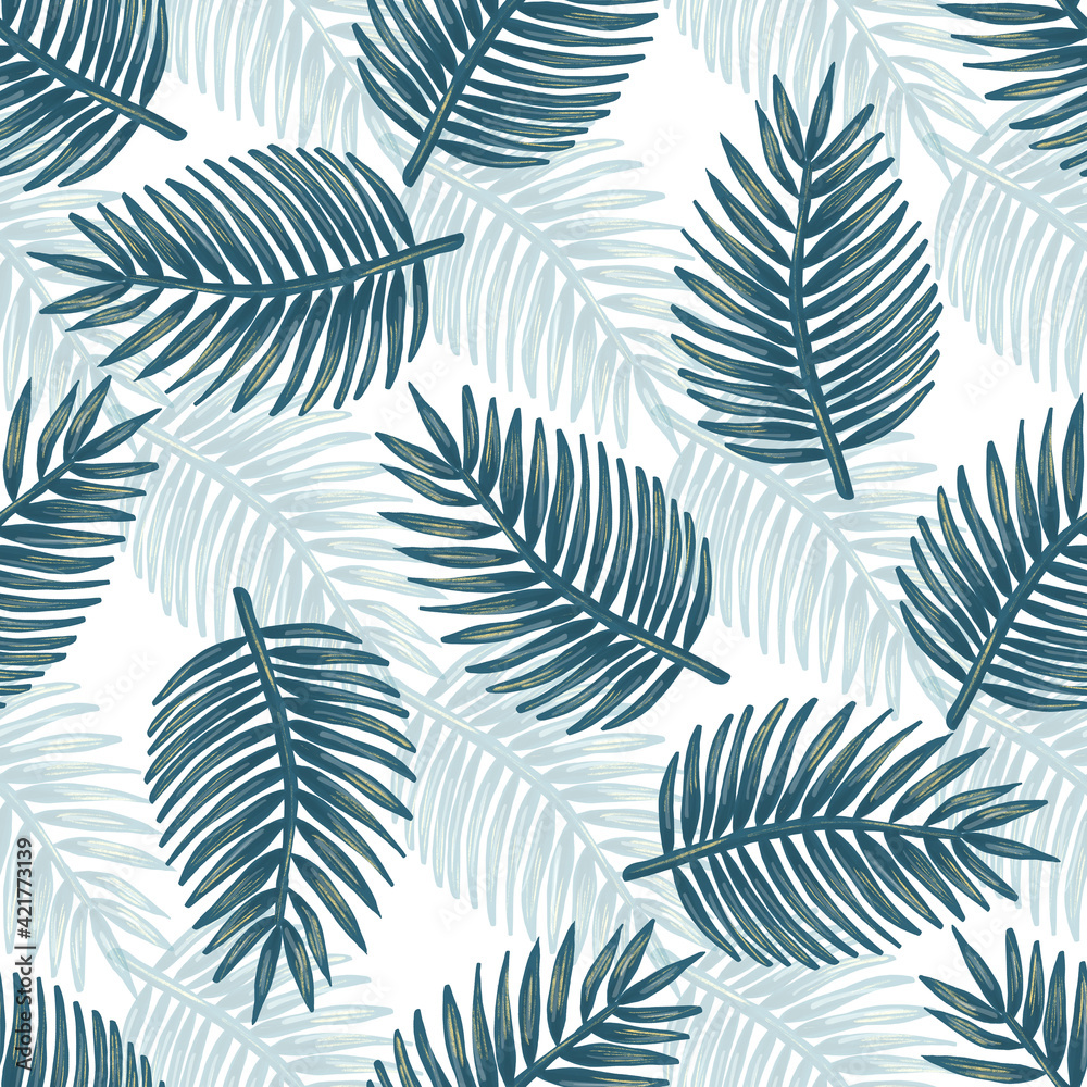 Tropical leaves surface seamless pattern design. rainforest backgroud for textile, fabric print