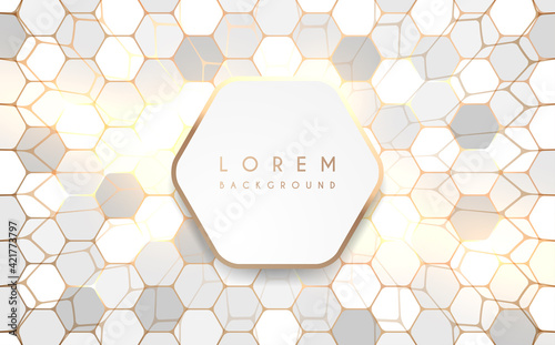White and gold hexagonal background