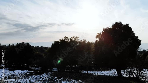 Beautiful Drone Shot In Israel Snow Mount Hermon Ramat Hagolan View photo