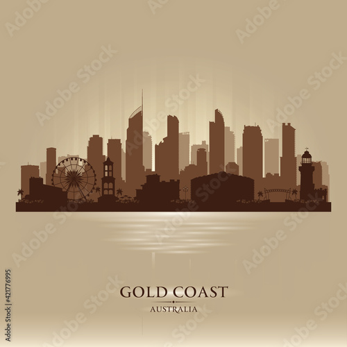 Gold Coast Australia city skyline vector silhouette