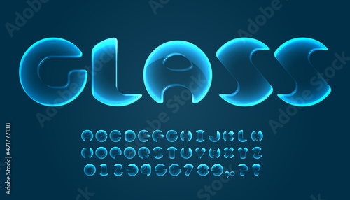 Alphabet set of Glass suitable for dark background. 