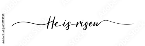Easter. He is risen lettering. Christian typography poster. Easter poster. Easter lettering. Vector photo