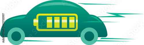 Electric battery car vector illustration
