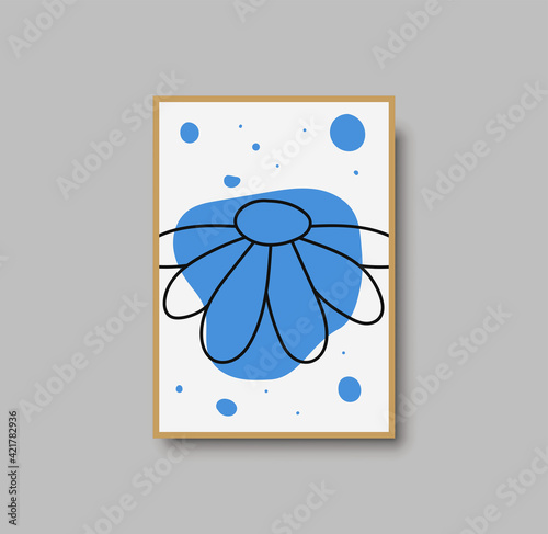 Botanical wall art abstract vector. Foliage line drawing. Neutral boho art print. Minimal mid century wall art print for bedroom decor. Gallery decor poster, terracota watercolor. Vector illustration