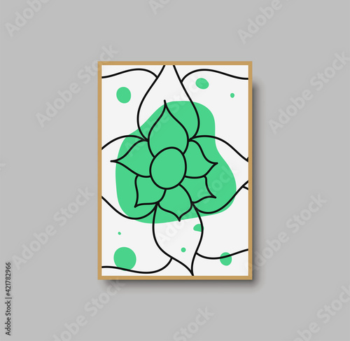 Botanical wall art abstract vector. Foliage line drawing. Neutral boho art print. Minimal mid century wall art print for bedroom decor. Gallery decor poster, terracota watercolor. Vector illustration