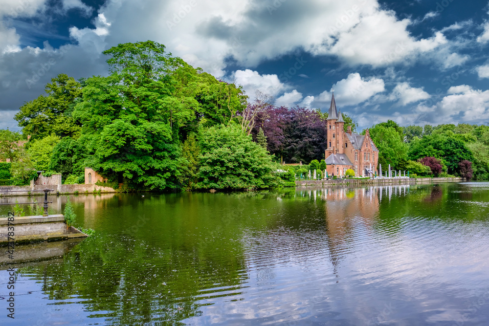 Bruges (Brugge) cityscape with Minnewater lake Bruges (Brugge) cityscape with Minnewater lake
