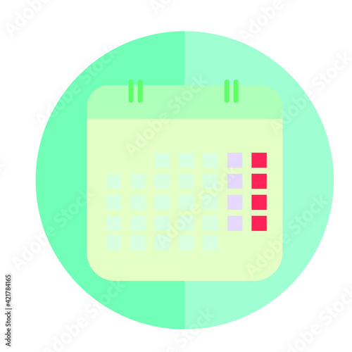 Vector calendar icon on a green background, Illustration.