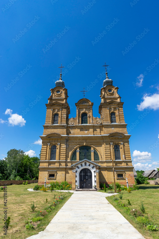 View of the Church of the Body of God in the village of Dvoretz, Belarus