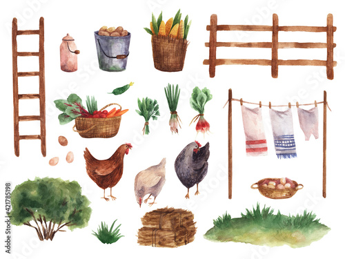 Village watercolor clipart