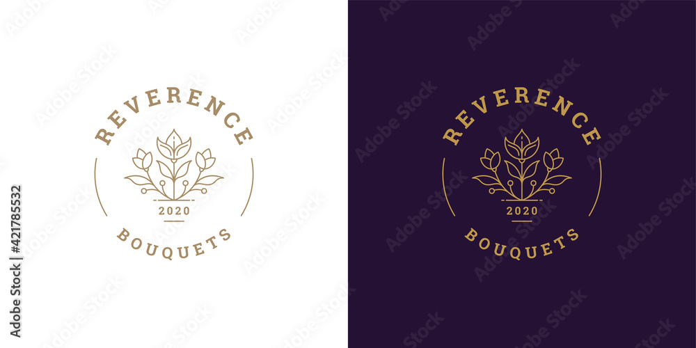 Beautiful growing flower logo template linear vector illustration. Beautiful growing flower logo template linear vector illustration.