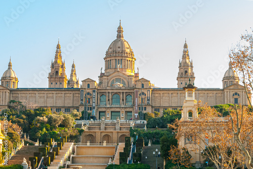View of Montjuïc palace at Barcelona, Spain
