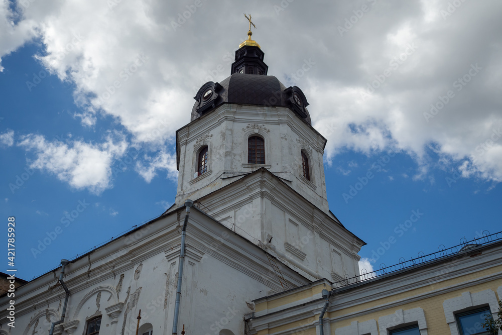 Bell tower of Florovsky Monastery in Kiev, Ukraine