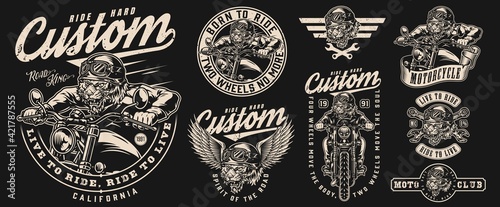 Custom motorcycle vintage labels set
