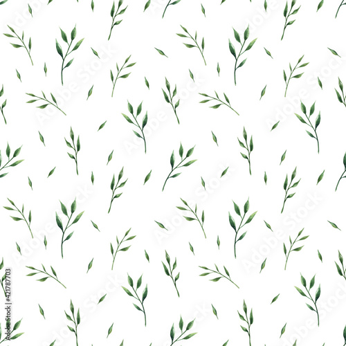 Watercolor pattern with leaves