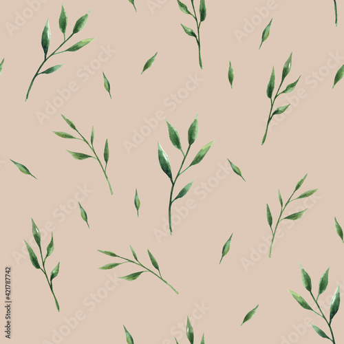 Watercolor pattern with leaves