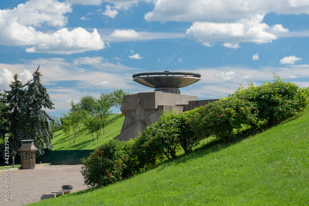 The eternal flame near Motherland in Kiev, Ukraine